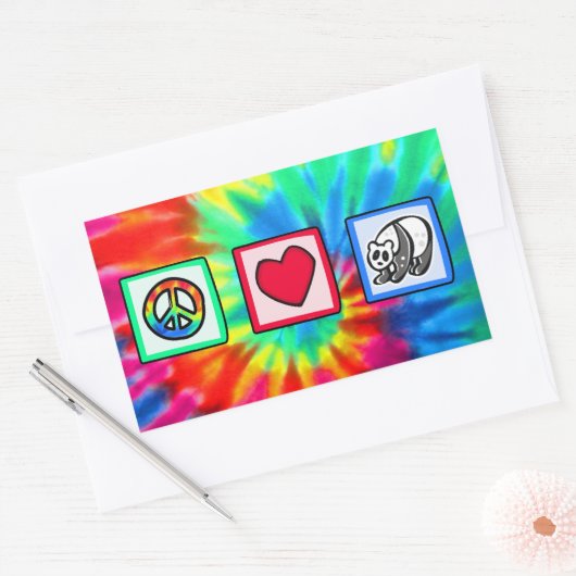 Frieden, Liebe, Pandas Rechteckiger Aufkleber (Umschlag)