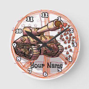 Frieden Liebe Panzer  Runde Wanduhr