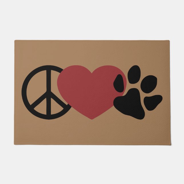 Frieden-Liebe-Paw Doormat Fußmatte (Vorderseite)