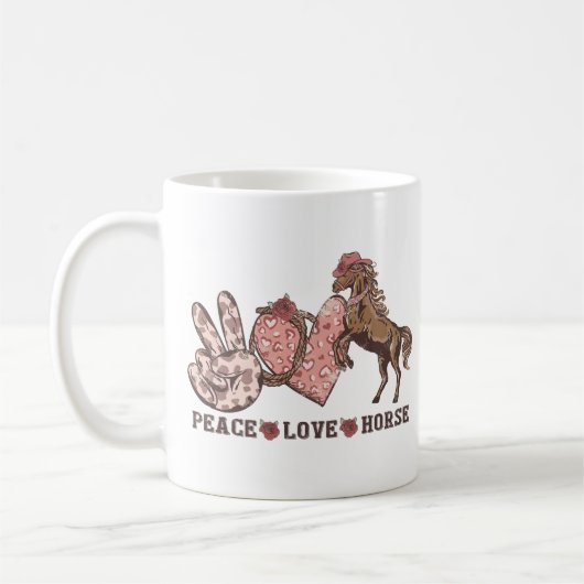 Frieden Liebe Pferd Kaffeetasse (Links)
