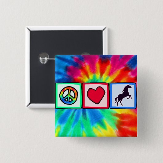Frieden, Liebe, Pferde Button (Vorne & Hinten)