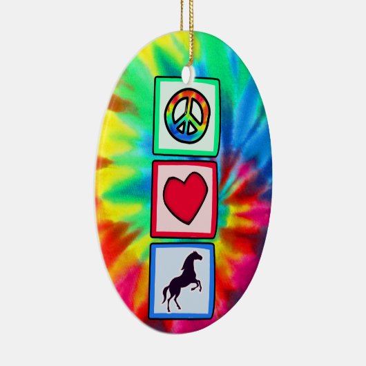 Frieden, Liebe, Pferde Keramik Ornament (Rechts)