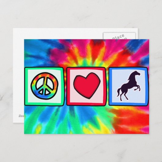 Frieden, Liebe, Pferde Postkarte (Vorne/Hinten)