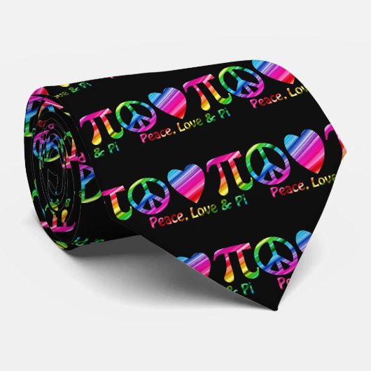 Frieden, Liebe, Pi Rainbow Krawatte (Gerollt)