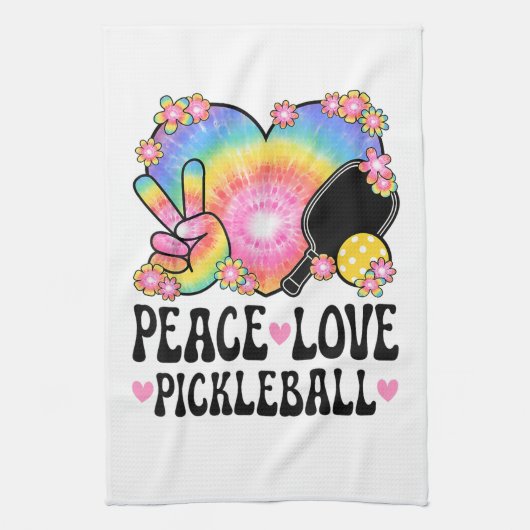 Frieden Liebe Pickleball Geschirrtuch (Vertikal)