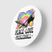 Frieden Liebe Pickleball Runde Wanduhr (Winkel)