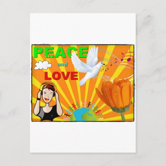 Frieden & Liebe Postkarte (Vorderseite)