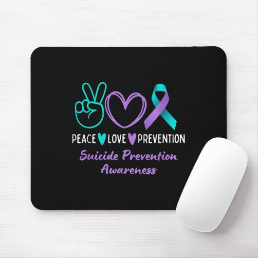 Frieden Liebe Prävention Suizidbewusstsein Türkis Mousepad (Mit Mouse)