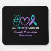 Frieden Liebe Prävention Suizidbewusstsein Türkis  Mousepad (Vorne)