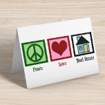 Frieden Liebe Real Anwesen Karte<br><div class="desc">Hübsche echte Anwesen Geschenke für eine Immobilie,  eine Aktiengesellschaft,  einen Hypothekenmakler,  einen Kreditberater oder sogar einen neuen Hausbesitzer. Ein Friedensschild,  ein Herz und ein Haus.</div>