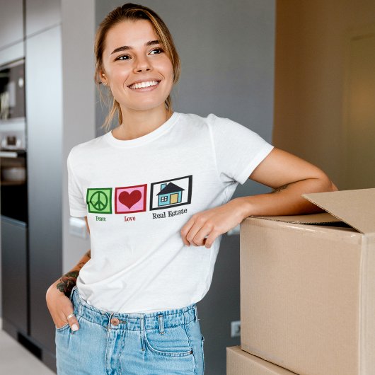 Frieden Liebe Real Anwesen T-Shirt