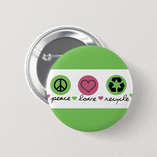 Frieden, Liebe, Recycle Button (Vorne & Hinten)