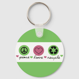 Frieden, Liebe, Recycle. Schlüsselanhänger