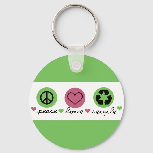 Frieden, Liebe, Recycle. Schlüsselanhänger (Vorderseite)
