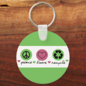 Frieden, Liebe, Recycle. Schlüsselanhänger (Vorderseite)