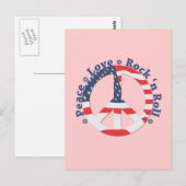Frieden, Liebe, Rock'n'Roll Postkarte (Vorne/Hinten)
