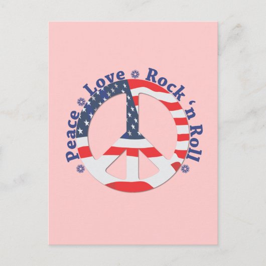 Frieden, Liebe, Rock'n'Roll Postkarte (Vorderseite)