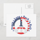 Frieden, Liebe, Rock'n'Roll Postkarte (Vorne/Hinten)