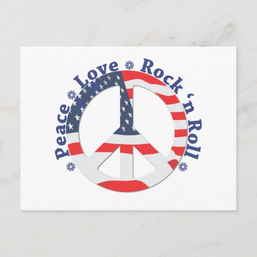 Frieden, Liebe, Rock'n'Roll Postkarte (Vorderseite)