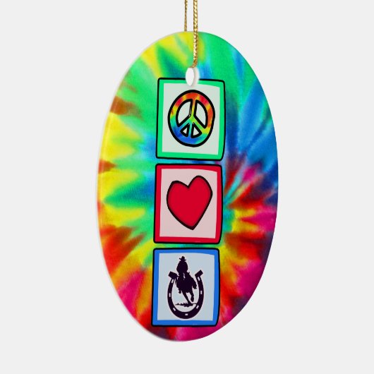 Frieden, Liebe, Rodeo Keramikornament (Rechts)