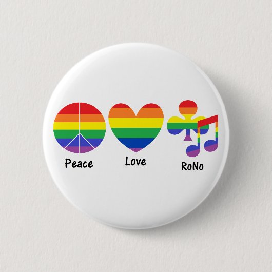 Frieden, Liebe, RoNo Button (Vorderseite)