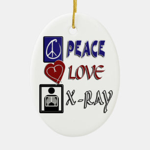 FRIEDEN, LIEBE, RÖNTGENSTRAHL - KERAMIK ORNAMENT