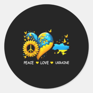 Frieden Liebe S Ukraine Friedenszeichen Sonnenblum Runder Aufkleber