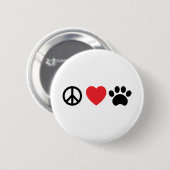 Frieden, Liebe, Schaltfläche "Paw" Button (Vorne & Hinten)