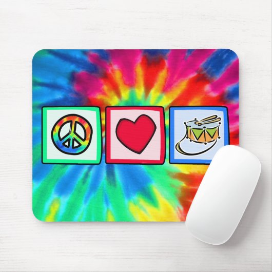 Frieden, Liebe, Schlinge-Trommel Mousepad (Mit Mouse)