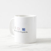 Frieden, Liebe, Schlüsselwort-Tasse Kaffeetasse (Vorderseite Links)
