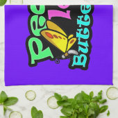 Frieden, Liebe, Schmetterlinge; Retro Handtuch (Gefaltet)