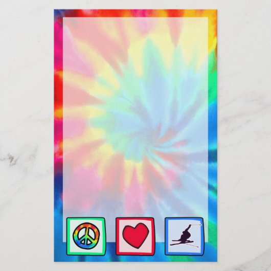 Frieden, Liebe, Schnee-Skifahren Briefpapier (Vorderseite)