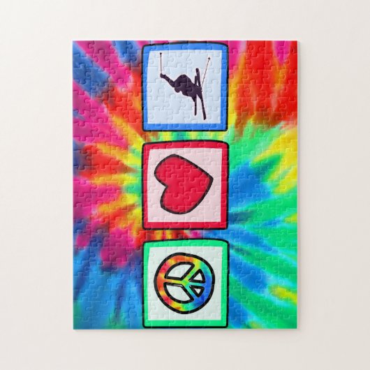 Frieden, Liebe, Schnee-Skifahren Puzzle (Vertikal)