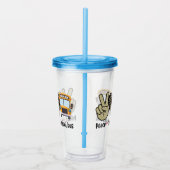 Frieden, Liebe, Schulbus Acryltrinkbecher (Rechts)