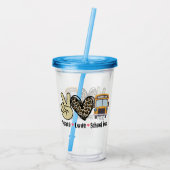 Frieden, Liebe, Schulbus Acryltrinkbecher (Rückseite)