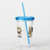 Frieden, Liebe, Schulbus Acryltrinkbecher (Links)