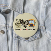 Frieden, Liebe, Schulbus Button (Beispiel)