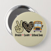 Frieden, Liebe, Schulbus Button (Vorne & Hinten)