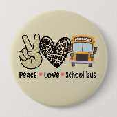 Frieden, Liebe, Schulbus Button (Vorderseite)