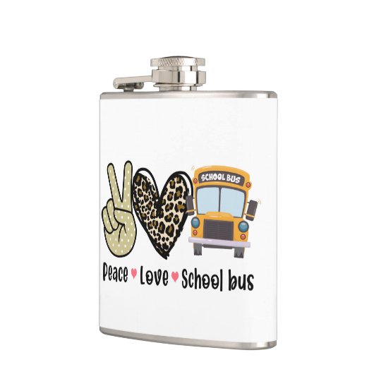 Frieden, Liebe, Schulbus Flachmann (Links)