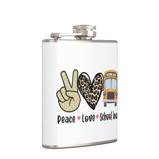 Frieden, Liebe, Schulbus Flachmann (Rechts)