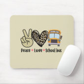 Frieden, Liebe, Schulbus Mousepad (Mit Mouse)