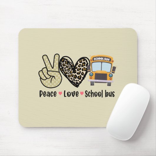 Frieden, Liebe, Schulbus Mousepad (Mit Mouse)