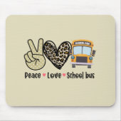 Frieden, Liebe, Schulbus Mousepad (Vorne)