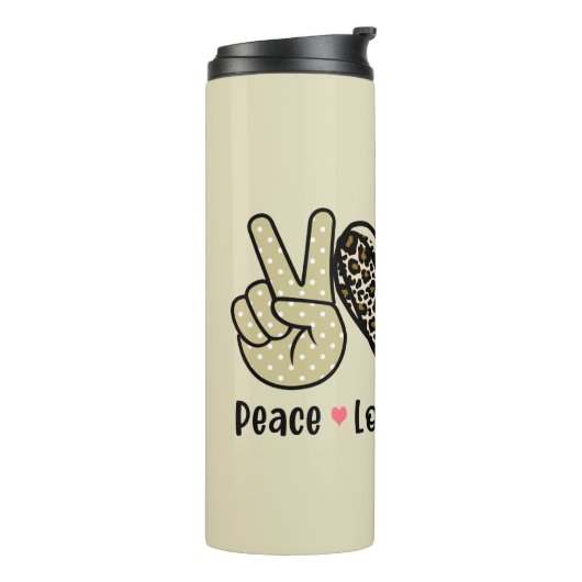 Frieden, Liebe, Schulbus Thermosbecher (Nach links gedreht)