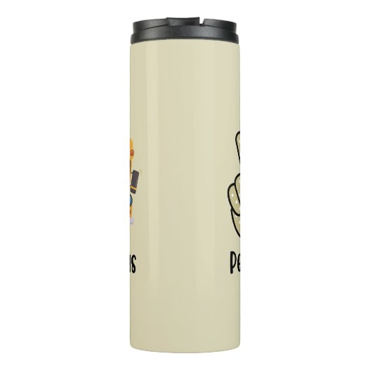 Frieden, Liebe, Schulbus Thermosbecher (Rückseite)