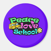 Frieden, Liebe, Schule; Retro Magnet (Vorne)