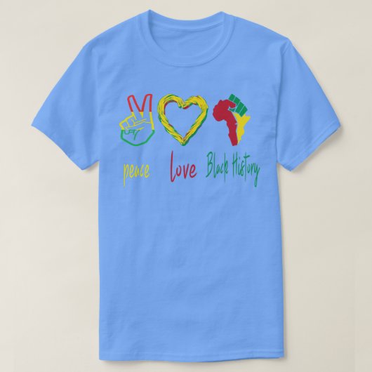 Frieden, Liebe, Schwarzgeschichte Monat Schwarzer T-Shirt (Design vorne)