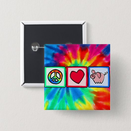 Frieden, Liebe, Schweine Button (Vorne & Hinten)