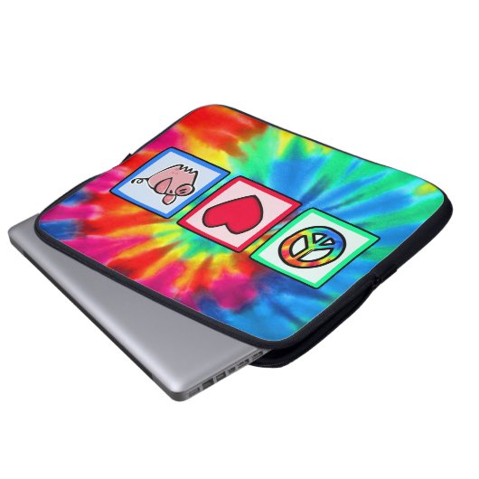 Frieden, Liebe, Schweine Laptopschutzhülle (Vorne Knopf)